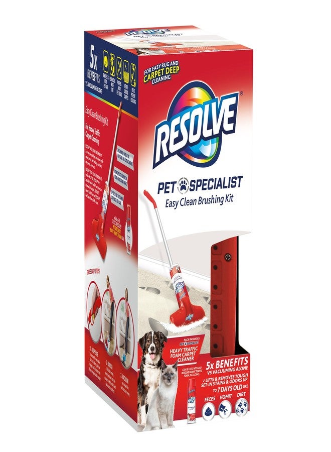 Resolve Pet Specialist Easy Clean Brushing Kit includes High Traffic Foam Carpet Cleaner, Pet Stain and Odor Remover, 22oz - Image 1