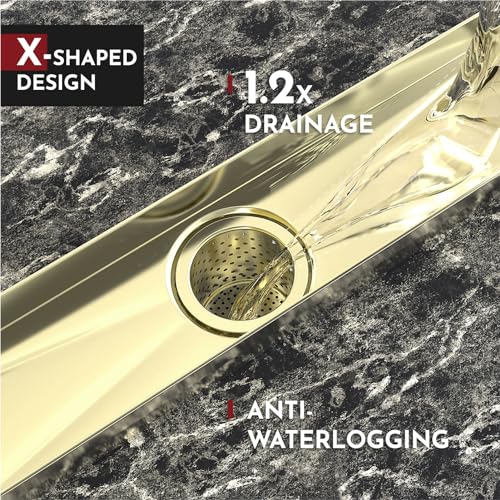 WEBANG 12 Inch Linear Shower Drain Rectangular Floor Drain with Accessories Reversible 2-in-1 Cover Tile Insert Grate Removable SUS304 Stainless Steel CUPC Certified Brushed Gold - Image 4