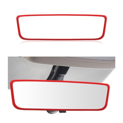 Gasedin Rear View Mirror Protector Frame Soft Silicone Auto Rear View Mirror Protective Cover Rearview Edge Cover Compatible with Model 3 Y Universal Interior Car Accessories Red - Image 1