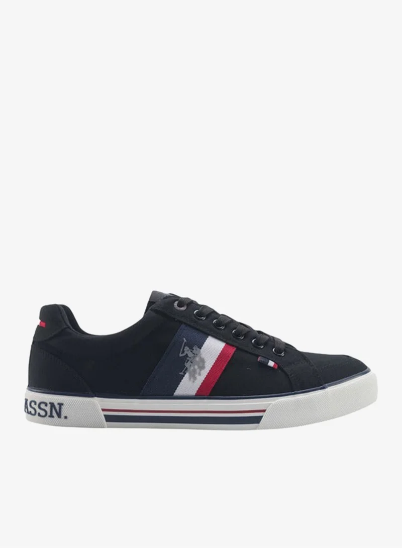 Logo Print Lace-Up Canvas Sneakers