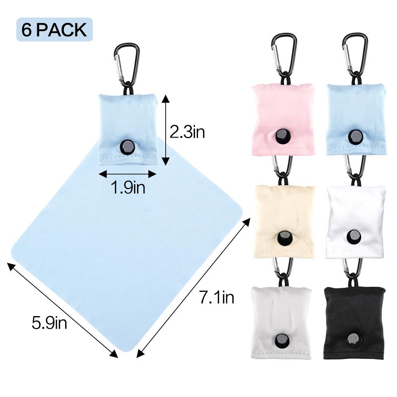 Vemiss 6 Pack Microfiber Glasses Cleaning Cloth  Wipes Lens Eyeglasses & Screens - Reusable  Portable With Keychain & Pouch - Sunglasses  Jewelry  Phone Cleaner Cloth (All Color) - Image 2