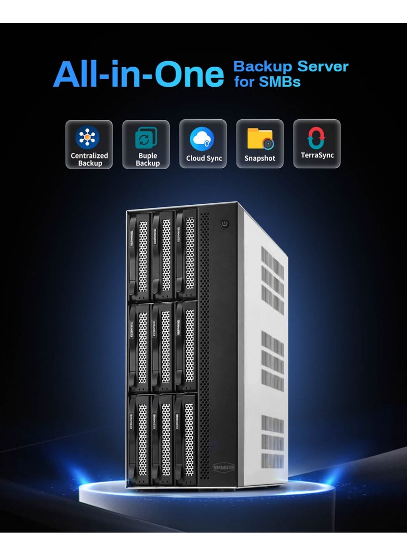 TERRAMASTER T9-500 Pro NAS Storage - 9Bay Core i7 1255U 10-Cores 12-Threads CPU, 16GB DDR5 RAM, Dual 10GbE Ports, Network Attached Storage Peak Performance for Business (Diskless) - Image 4