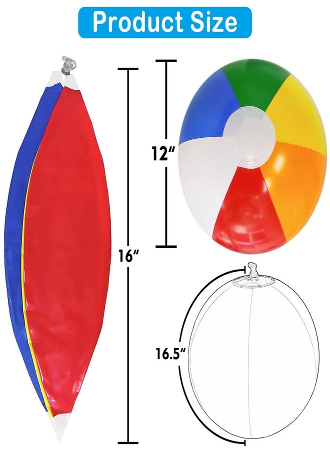 Lamnhin 16'' Beach Balls for Kids - 3 Pack Beach Ball Bulk Inflatable Pool Beach Balls Bulk Hawaiian Tropical Theme Party Decorations Favors Supplies - Image 2