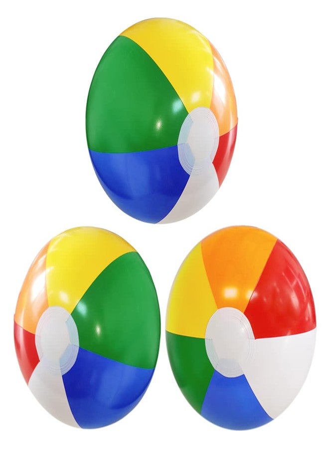 Lamnhin 16'' Beach Balls for Kids - 3 Pack Beach Ball Bulk Inflatable Pool Beach Balls Bulk Hawaiian Tropical Theme Party Decorations Favors Supplies - Image 1