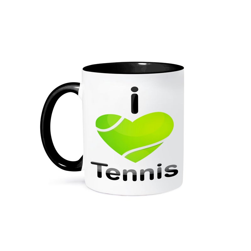 3dRose I Love Green Heart Shaped Tennis Ball Mug 11 oz Blackmug_125817_4