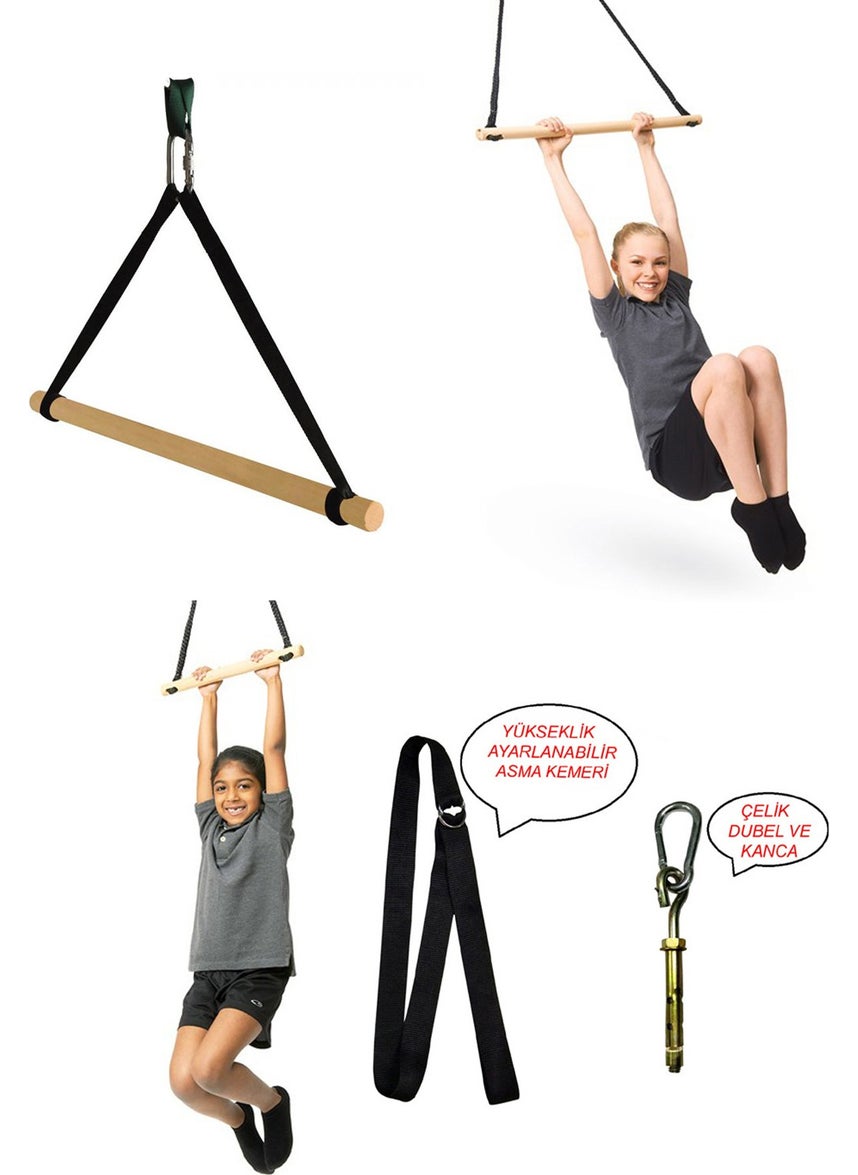KAŞIKBEY - Kaşıkbey Leiste Basic Sensory Wooden Trapeze Swing Children Activity Gymnastic Development Swing - Image 1
