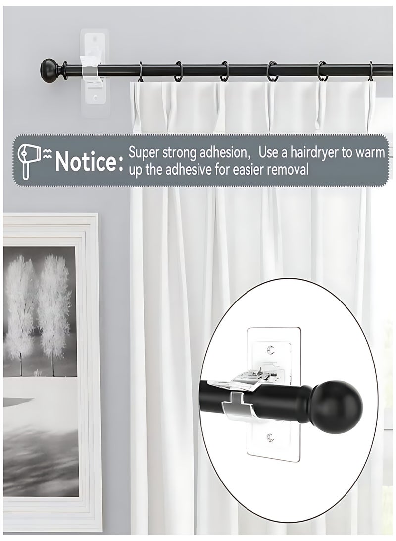CLAVON 2-Pack No Drill Needed Curtain Rod Holders Brackets, Self Adhesive Rod Holder Hooks, Multipurpose Nail Free Stick on Curtain Rod Hooks - Image 3