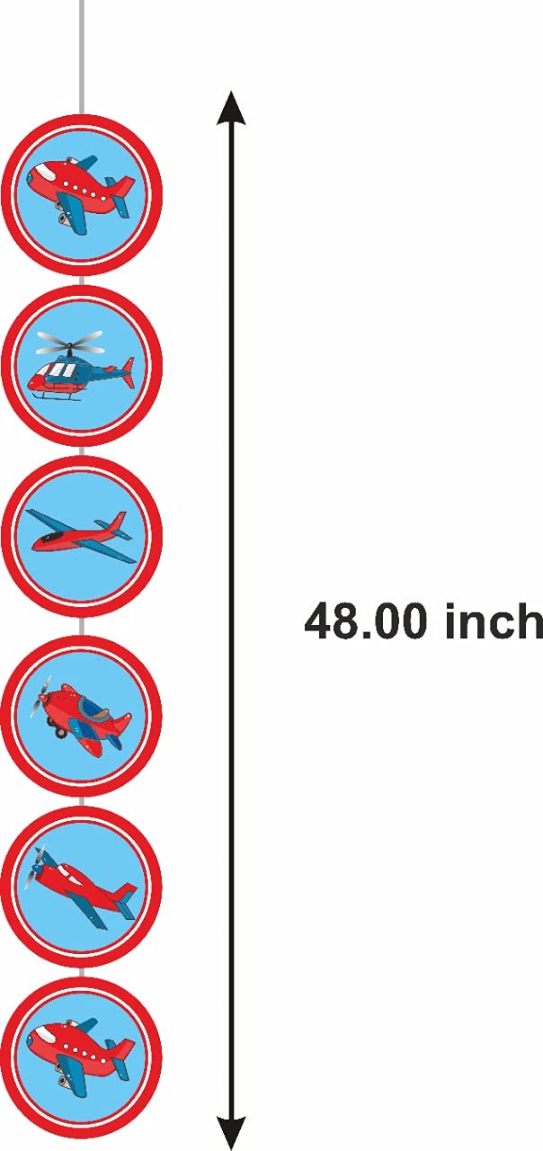 Untumble Aeroplane Birthday Decorations for Boys or Girls | Perfect Aeroplane Theme Decorations with Happy Birthday Banner, Plane Posters, Paper Fans, Balloons & Cake Topper | Pack of 56 - Image 5
