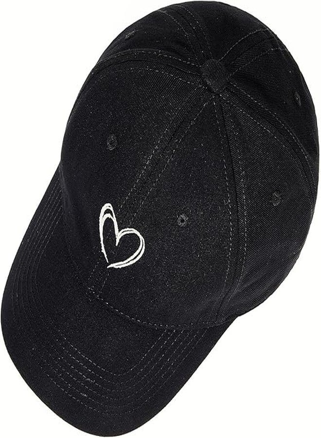 Zando 2025 Trendy Unisex Baseball Caps Embroidered Heart Hats for Women Preppy Dad Mom Adjustable White Ball Cap Plain Cotton Trucker Hat for Workout Running Golf Tennies Travel Valentines One Size - Image 3