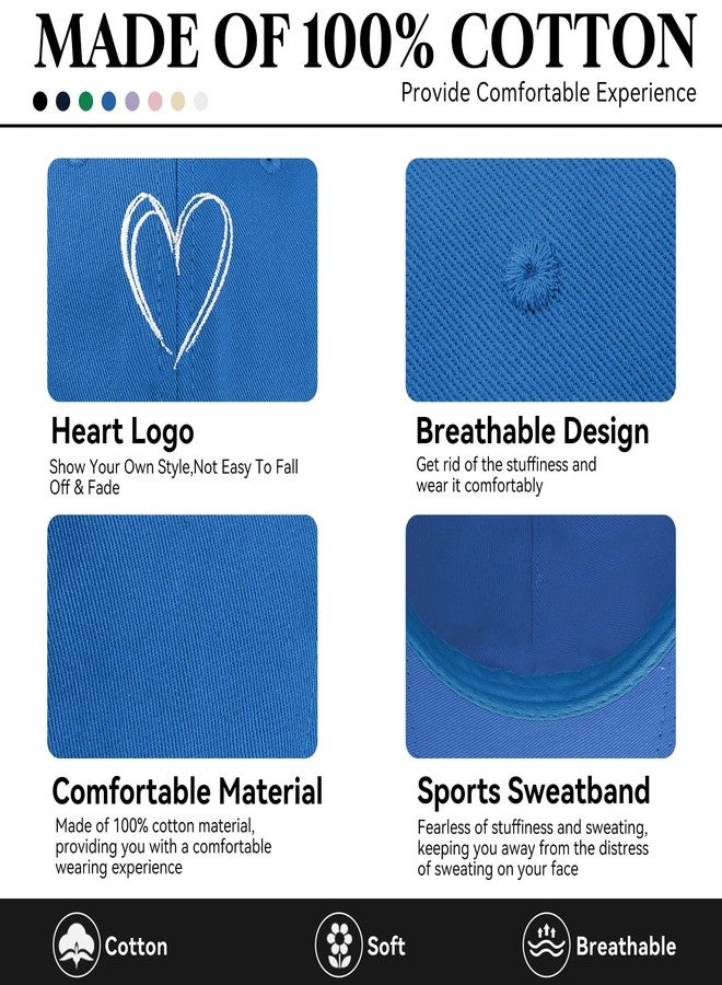 Zando 2025 Trendy Unisex Baseball Caps Embroidered Heart Hats for Women Preppy Dad Mom Adjustable White Ball Cap Plain Cotton Trucker Hat for Workout Running Golf Tennies Travel Valentines One Size - Image 5