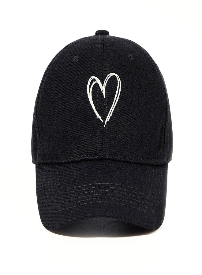 Zando 2025 Trendy Unisex Baseball Caps Embroidered Heart Hats for Women Preppy Dad Mom Adjustable White Ball Cap Plain Cotton Trucker Hat for Workout Running Golf Tennies Travel Valentines One Size - Image 2