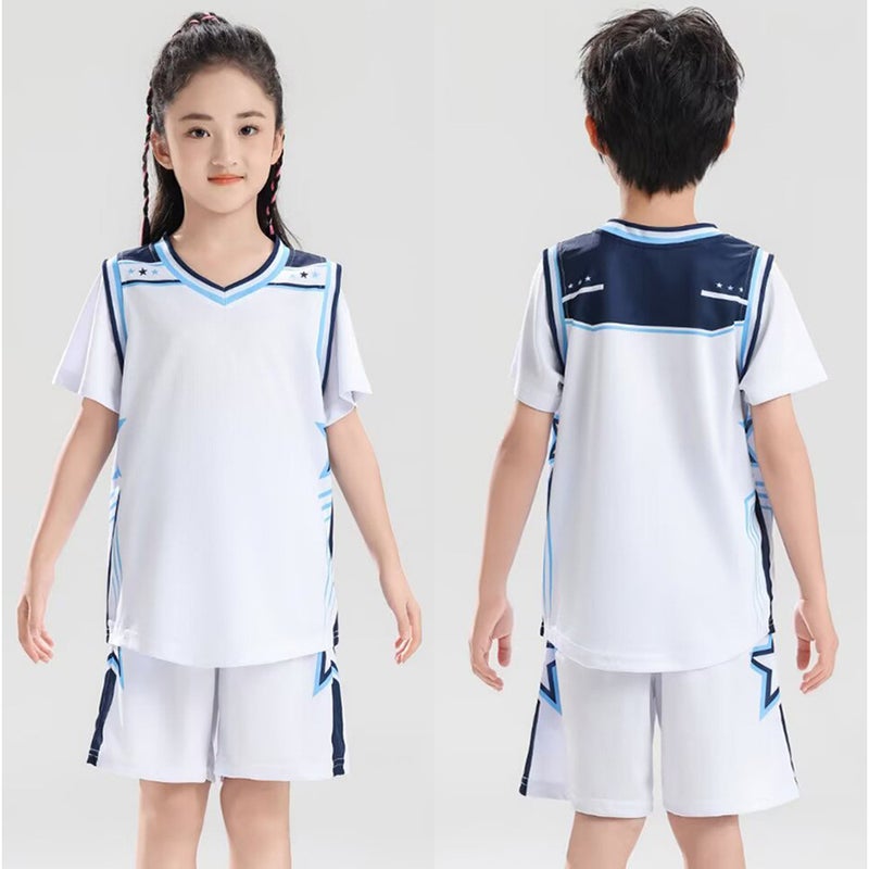 Children'S Basketball Uniform Short-Sleeved Suit Boys And Girls Fake Two-Piece Jersey Student Class Uniform Game Training Team Uniform Printed Number - Image 3
