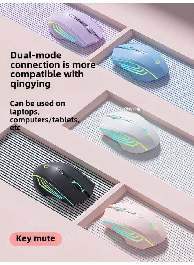 Mouse Mute Wireless Communication For Boys And Girls Laptop Electronic Competition Silent Desktop Game Rechargeable Bluetooth-Specification:Screen Digital Display Qingying Battery Display Qingying Dpi File Display Qingying Bluetooth Wireless Three-mode Qingying Vitality Powder Qingying - Image 2