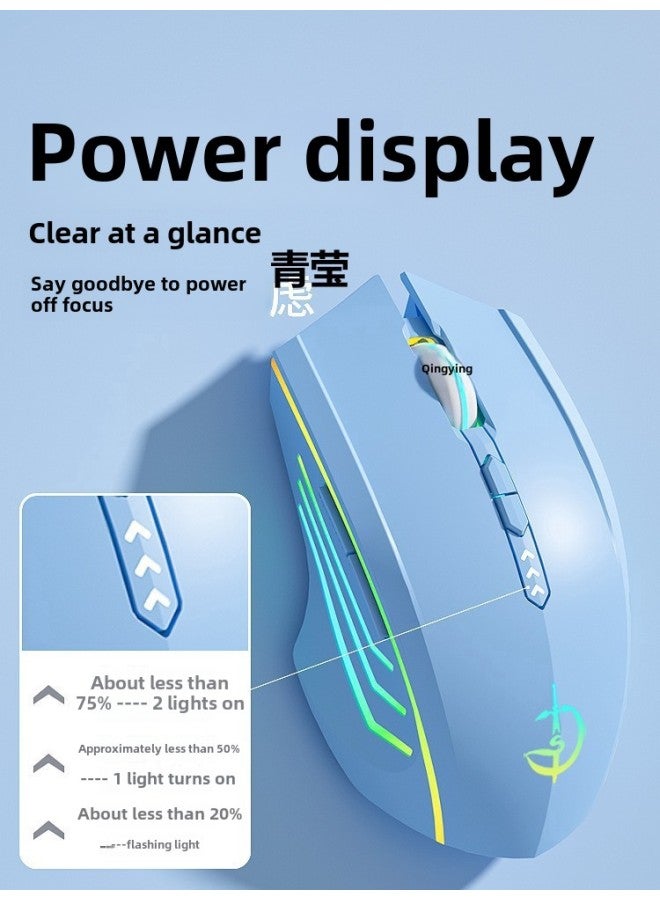 Mouse Mute Wireless Communication For Boys And Girls Laptop Electronic Competition Silent Desktop Game Rechargeable Bluetooth-Specification:Screen Digital Display Qingying Battery Display Qingying Dpi File Display Qingying Bluetooth Wireless Three-mode Qingying Vitality Powder Qingying - Image 3