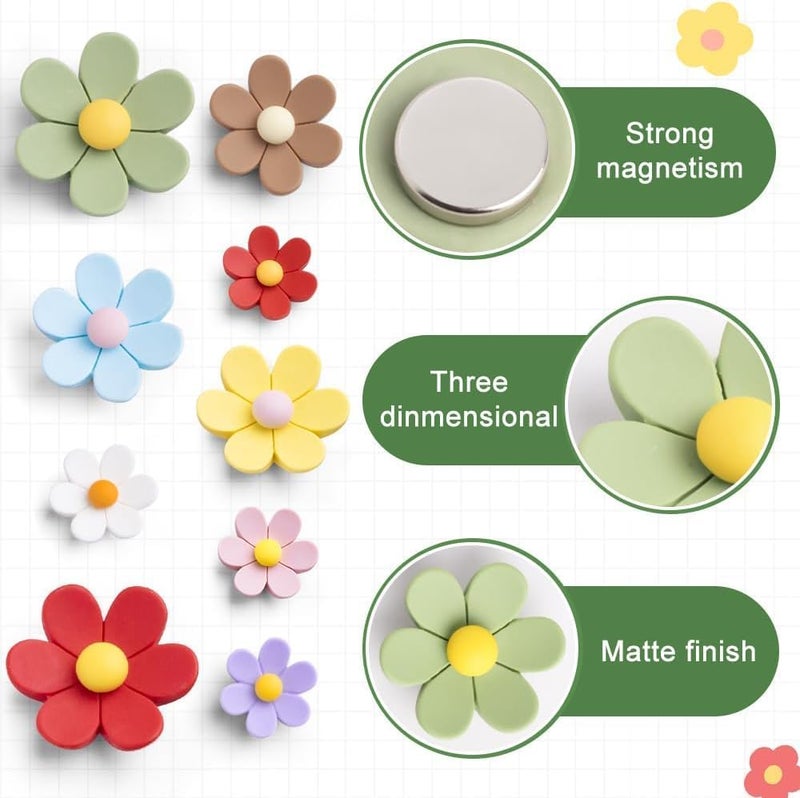 LUVINA 3D Flower Magnets for Fridge, Strong Refrigerator Magnet, Colorful Adorable Decorations for Office, Kitchen Decor, Cute Desk Accessories, (Pack of 9, Flower- Small*3+ Medium*3+ Large*3) - Image 4