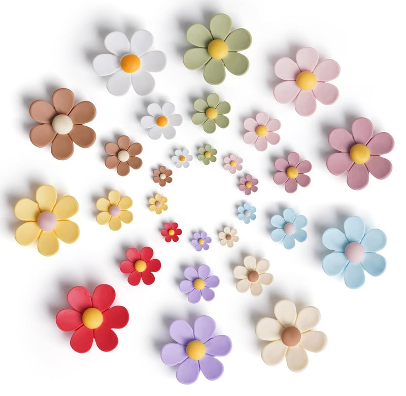 LUVINA 3D Flower Magnets for Fridge, Strong Refrigerator Magnet, Colorful Adorable Decorations for Office, Kitchen Decor, Cute Desk Accessories, (Pack of 9, Flower- Small*3+ Medium*3+ Large*3) - Image 1