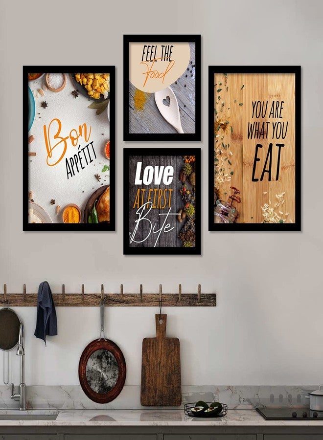 ARAkri Food Theme cooking quote Wall frame Painting with quotes for Restaurant Kitchen hotel Cafe Wall Decor - Framed Poster for Home kitchen (11x14 inch,11x11 inch) set of 4 - Image 1