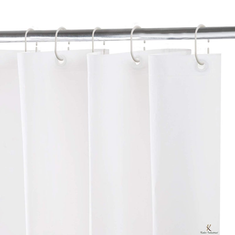 Kuber Industries 2 Pieces Solid 100% PEVA Shower Curtain,Bathroom Curtain, 70 inch x 80 inch, White-KUBMART11551 - Image 4