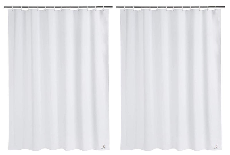 Kuber Industries 2 Pieces Solid 100% PEVA Shower Curtain,Bathroom Curtain, 70 inch x 80 inch, White-KUBMART11551 - Image 1