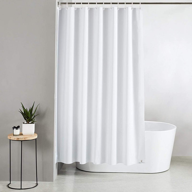 Kuber Industries 2 Pieces Solid 100% PEVA Shower Curtain,Bathroom Curtain, 70 inch x 80 inch, White-KUBMART11551 - Image 2