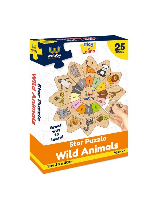 Webby Webby Wild Animals - Star Jigsaw Puzzle, Montessori Early Educational Pre School Puzzle Toy for 2+ Years Kid (25 Pcs)  - Image 1