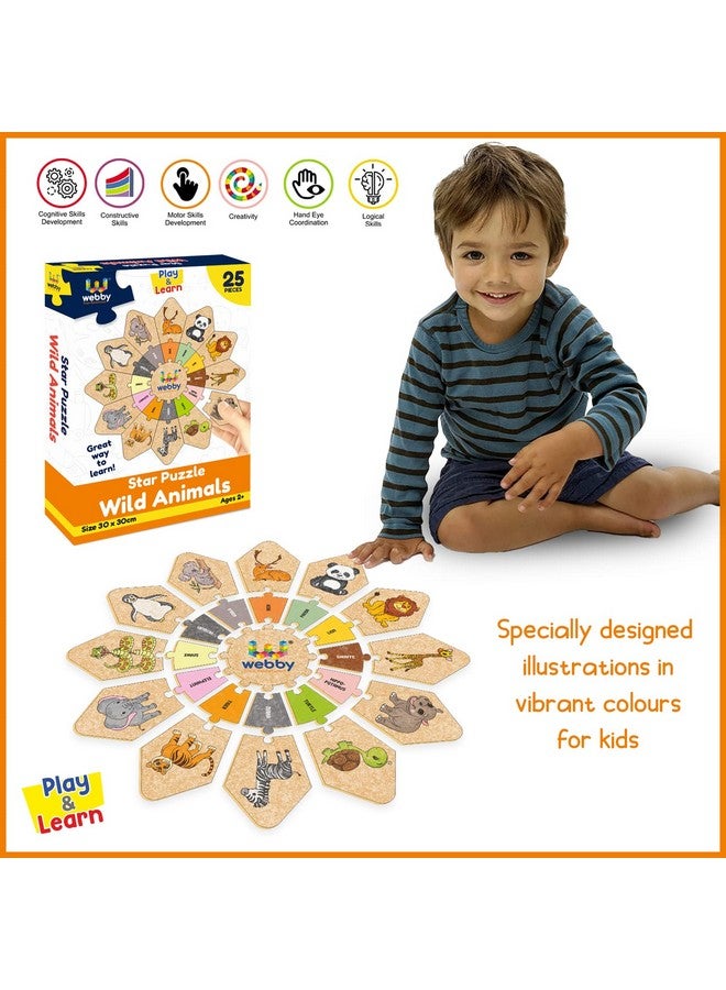 Webby Webby Wild Animals - Star Jigsaw Puzzle, Montessori Early Educational Pre School Puzzle Toy for 2+ Years Kid (25 Pcs)  - Image 5