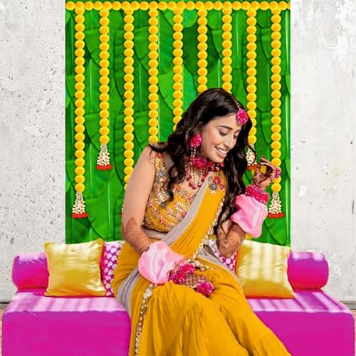 Party Baazaar Puja Decoration Items Background | Ganesh Puja Decoration Backdrop | Pooja Backdrop Cloth (Pack of 1, Multicolor, Size: 8x5 Feet) - Image 4
