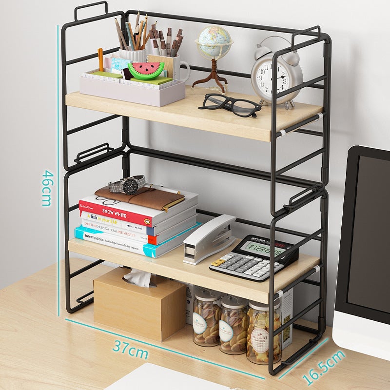 Carefully Selected Multi-Layer Iron Art Small Bookshelf Storage Rack Office Desktop Organizer Bookshelf Storage Rack Desktop Storage Rack - Image 4