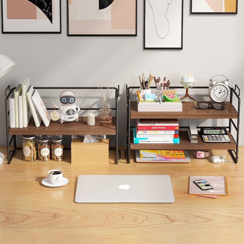 Carefully Selected Multi-Layer Iron Art Small Bookshelf Storage Rack Office Desktop Organizer Bookshelf Storage Rack Desktop Storage Rack - Image 3