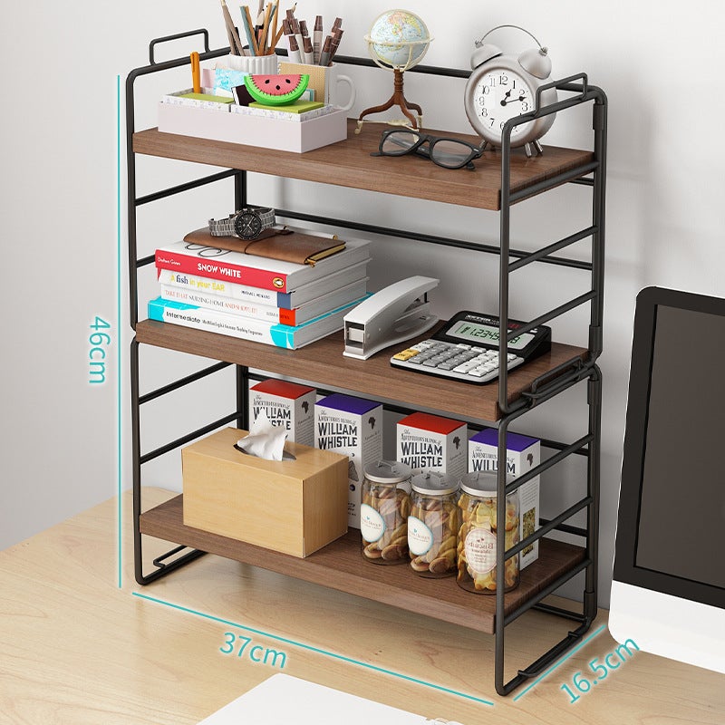 Carefully Selected Multi-Layer Iron Art Small Bookshelf Storage Rack Office Desktop Organizer Bookshelf Storage Rack Desktop Storage Rack - Image 1