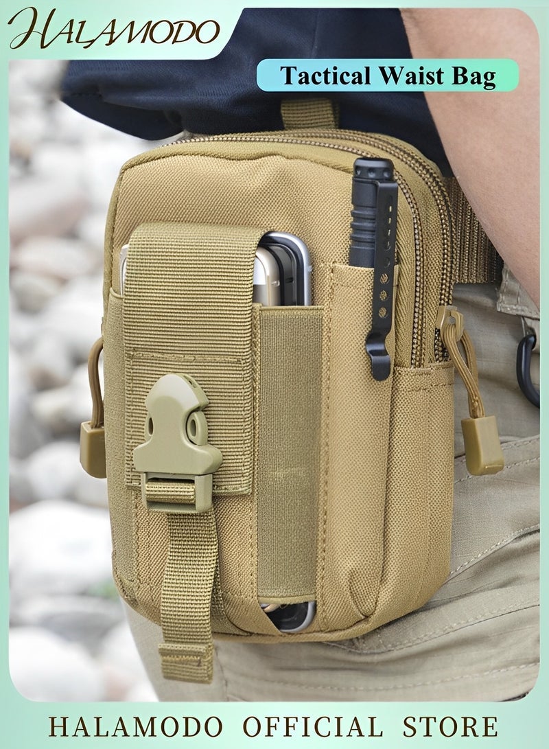 HALAMODO Tactical Molle EDC Pouch Utility Gadget Belt Waist Bag with Cell Phone Holster Holder Universal EDC Waist Bag Pouches Outdoor Belt Bags - Image 1