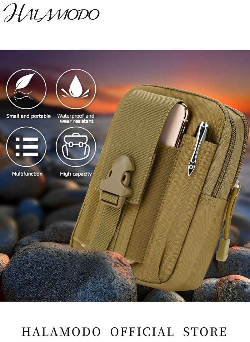 HALAMODO Tactical Molle EDC Pouch Utility Gadget Belt Waist Bag with Cell Phone Holster Holder Universal EDC Waist Bag Pouches Outdoor Belt Bags - Image 2
