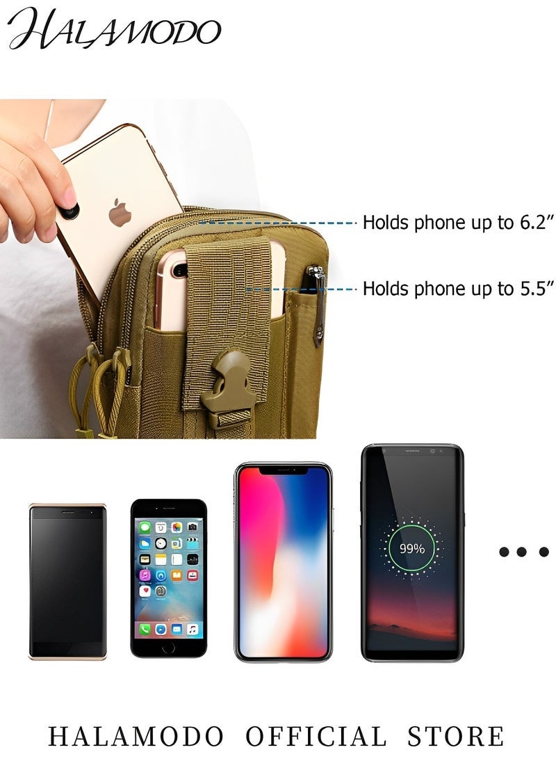 HALAMODO Tactical Molle EDC Pouch Utility Gadget Belt Waist Bag with Cell Phone Holster Holder Universal EDC Waist Bag Pouches Outdoor Belt Bags - Image 4