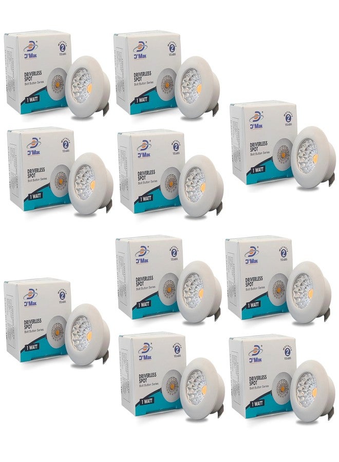D'Mak Button Cob LED Light for Ceiling, 1-Watt Cob Light,Energy Saving Warm White Light for Indoor Use at Home and Office, and More, Fancy Round Lights Need No False Ceiling Pack of 10 - Image 1
