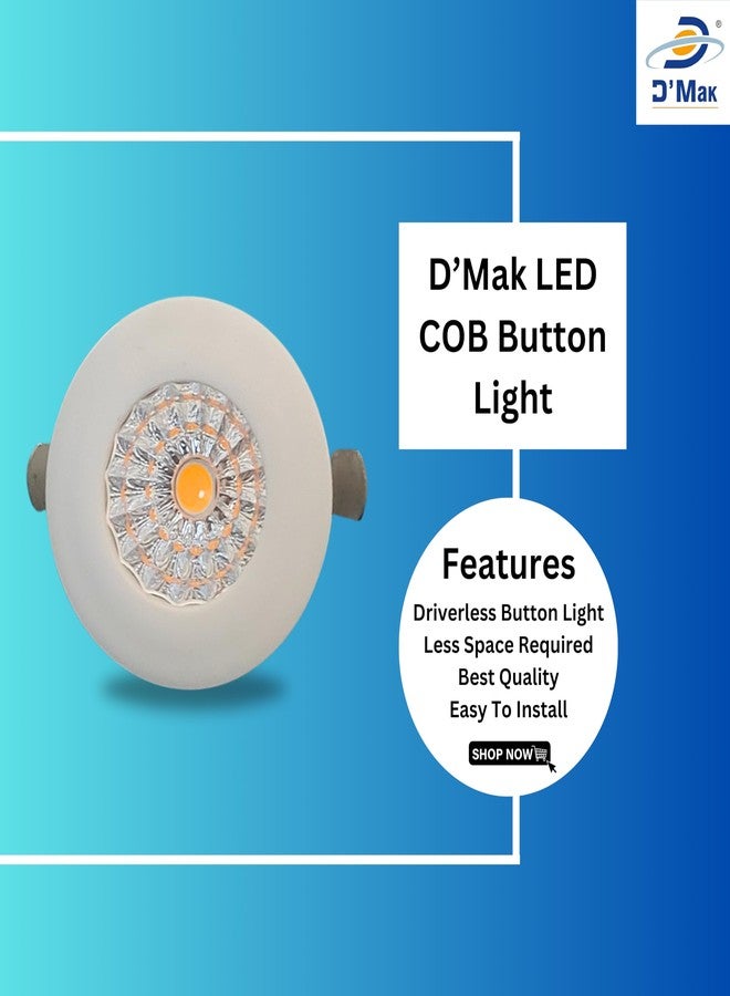 D'Mak Button Cob LED Light for Ceiling, 1-Watt Cob Light,Energy Saving Warm White Light for Indoor Use at Home and Office, and More, Fancy Round Lights Need No False Ceiling Pack of 10 - Image 5