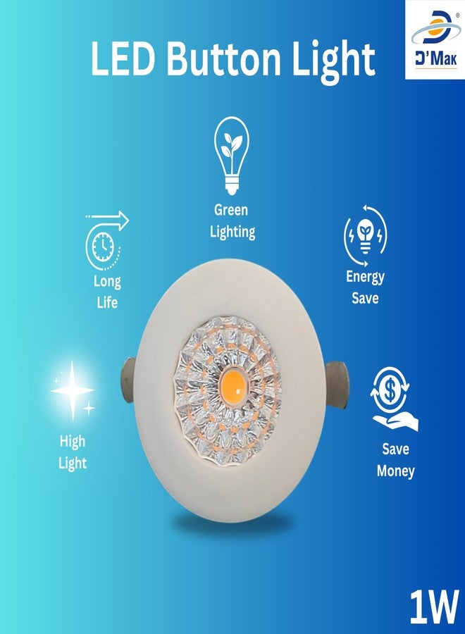 D'Mak Button Cob LED Light for Ceiling, 1-Watt Cob Light,Energy Saving Warm White Light for Indoor Use at Home and Office, and More, Fancy Round Lights Need No False Ceiling Pack of 10 - Image 3