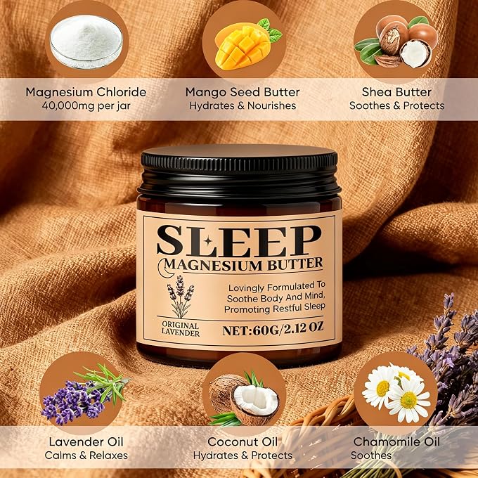 YOOJ Magnesium Butter for Sleep, Lavender Magnesium Cream with Shea Butter, Mango Butter, Arnica, 2.12oz Relaxation Body Butter for Restful Deep Sleep, Calming Nighttime Magnesium Lotion - Image 2