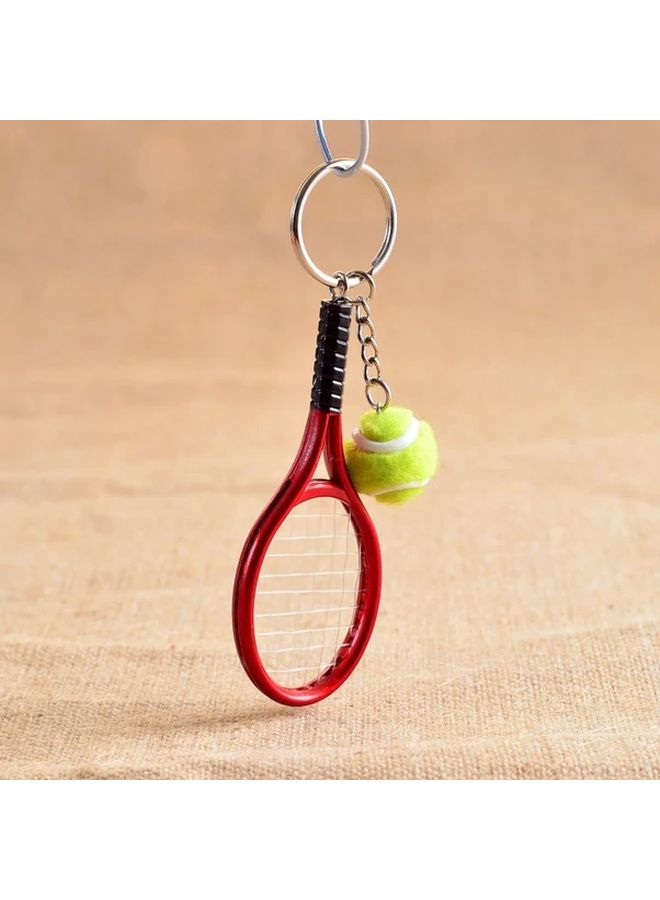 Random Color Tennis Keychain Alloy Racquet Ball Split Ring Adjustable Door Hanger - Image 1