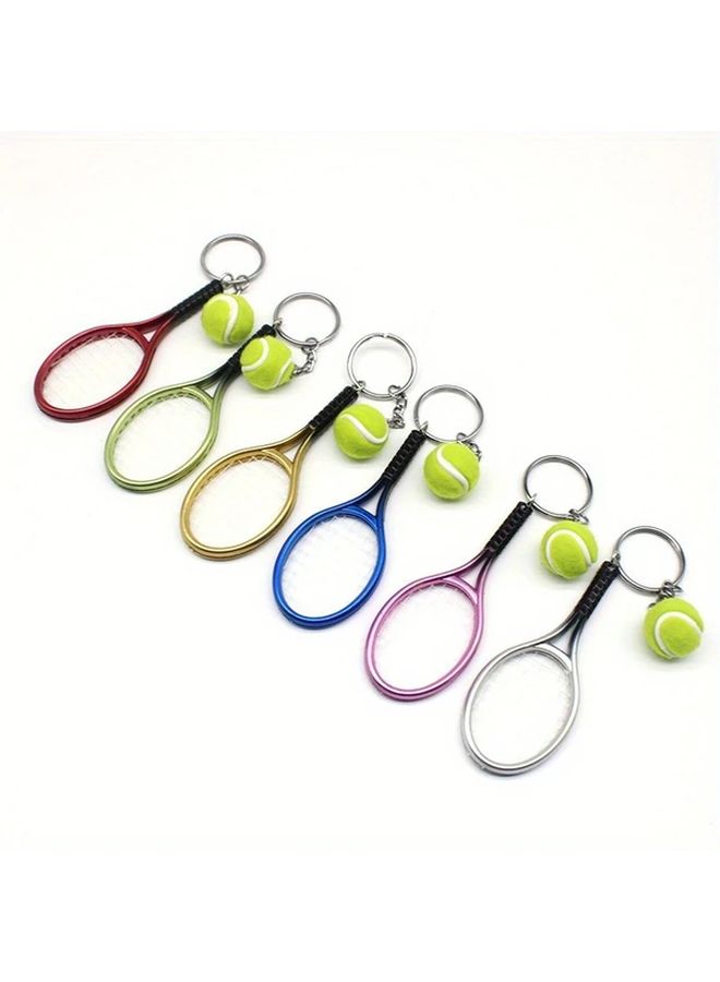 Random Color Tennis Keychain Alloy Racquet Ball Split Ring Adjustable Door Hanger - Image 4