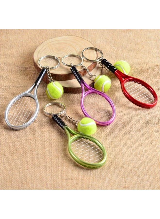 Random Color Tennis Keychain Alloy Racquet Ball Split Ring Adjustable Door Hanger - Image 2