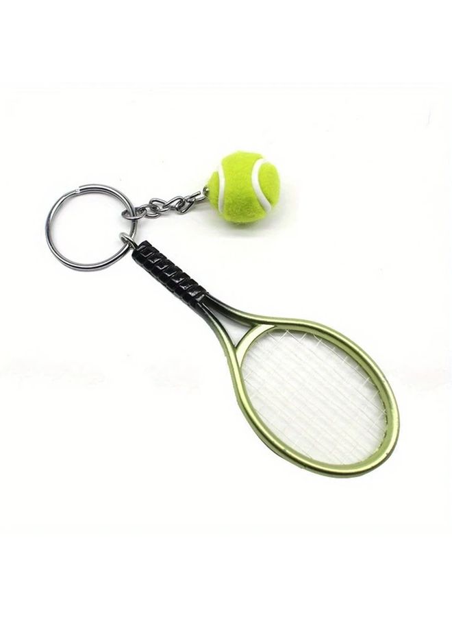 Random Color Tennis Keychain Alloy Racquet Ball Split Ring Adjustable Door Hanger - Image 3
