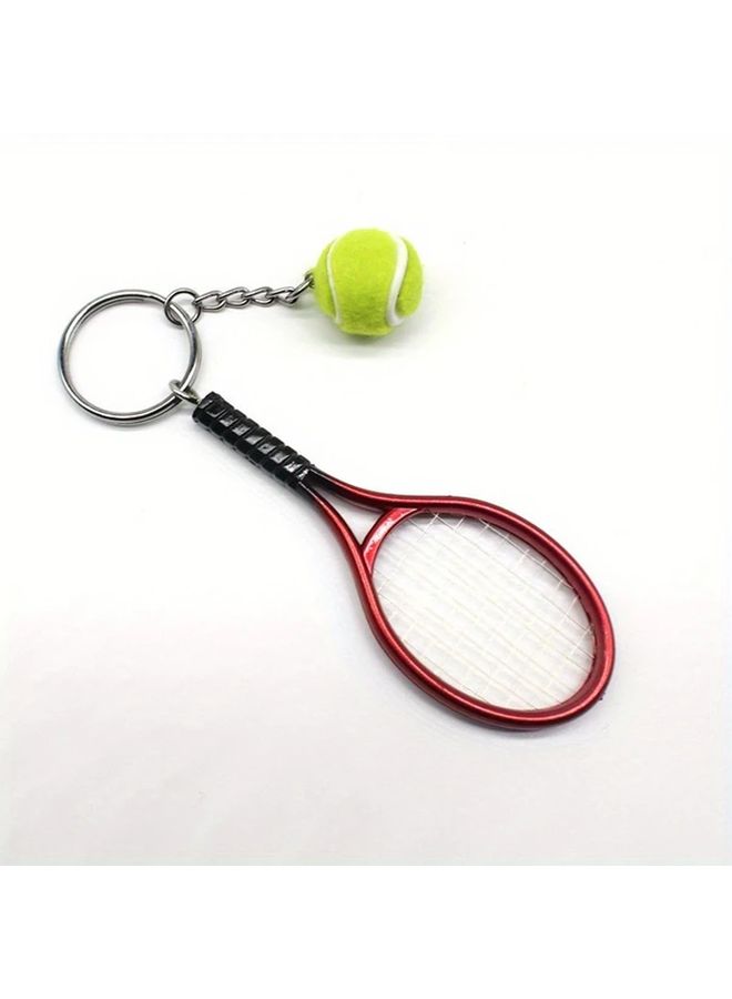Random Color Tennis Keychain Alloy Racquet Ball Split Ring Adjustable Door Hanger - Image 5