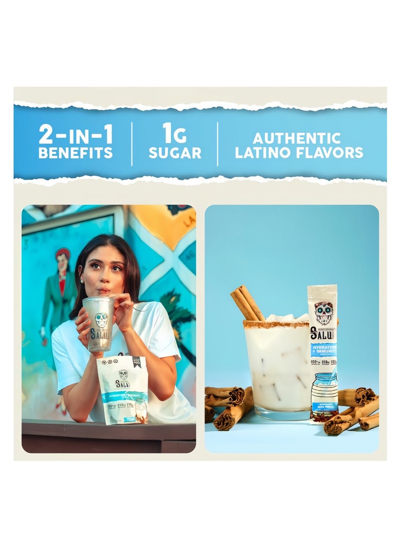 Salud 2-in-1 Hydration & Immunity Packets – Horchata Flavor – with Electrolytes, Immune Support, Elderberry & Dairy & Soy Free - 400mg, 250mg, 100mg, 15 Servings - Vitamin  - Image 4
