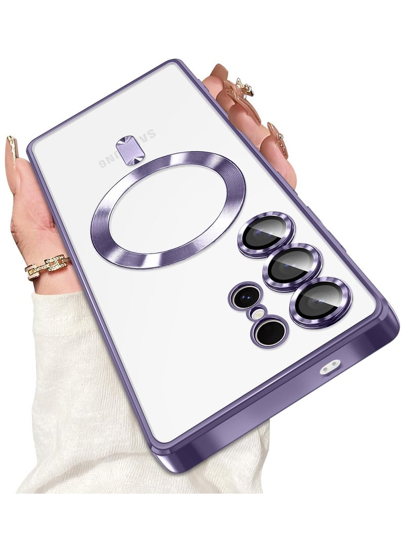 Magnetic Case for Samsung Galaxy S25 Ultra Compatible with Wireless Charging, Cover Camera Lens Protector, Slim Protective anti Yellowing Clear Case for Samsung S25 Ultra  - Image 2
