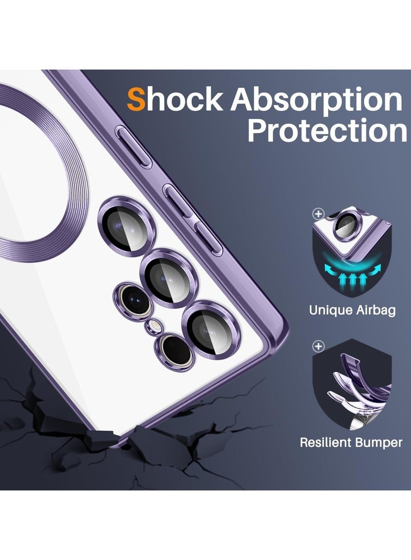 Magnetic Case for Samsung Galaxy S25 Ultra Compatible with Wireless Charging, Cover Camera Lens Protector, Slim Protective anti Yellowing Clear Case for Samsung S25 Ultra  - Image 4