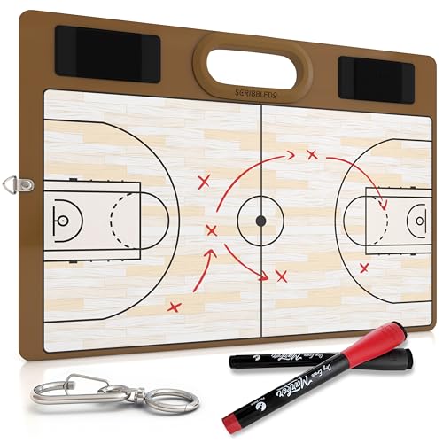 Scribbledo Basketball Dry Erase Board for Coaches 15x10.5 Double Sided Whiteboard Coaching Board Equipment Includes 2 White Board Markers for The Basketball Accessories The Perfect Coach Gifts - Image 1