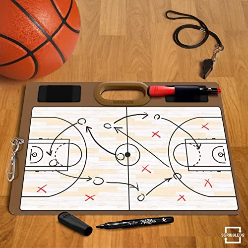 Scribbledo Basketball Dry Erase Board for Coaches 15x10.5 Double Sided Whiteboard Coaching Board Equipment Includes 2 White Board Markers for The Basketball Accessories The Perfect Coach Gifts - Image 3