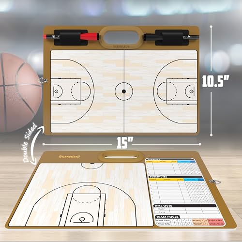 Scribbledo Basketball Dry Erase Board for Coaches 15x10.5 Double Sided Whiteboard Coaching Board Equipment Includes 2 White Board Markers for The Basketball Accessories The Perfect Coach Gifts - Image 2