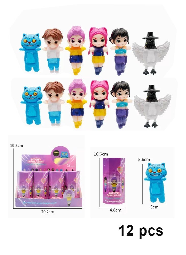 Figures Kpop Demon Hunters Action Figure Home Decor Desk Ornament For Hunters Fans 12pcs set secret Cute Doll Hand-held Car Screen Ornaments Gifts - Image 2