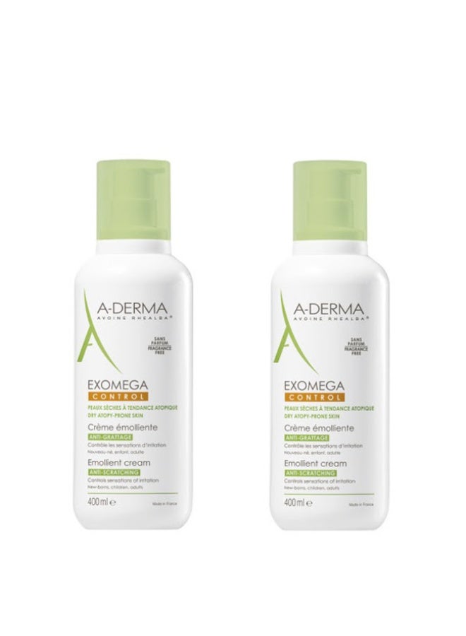 A-Derma Exomega Control Emollient Cream Set 2x400ml - Image 1